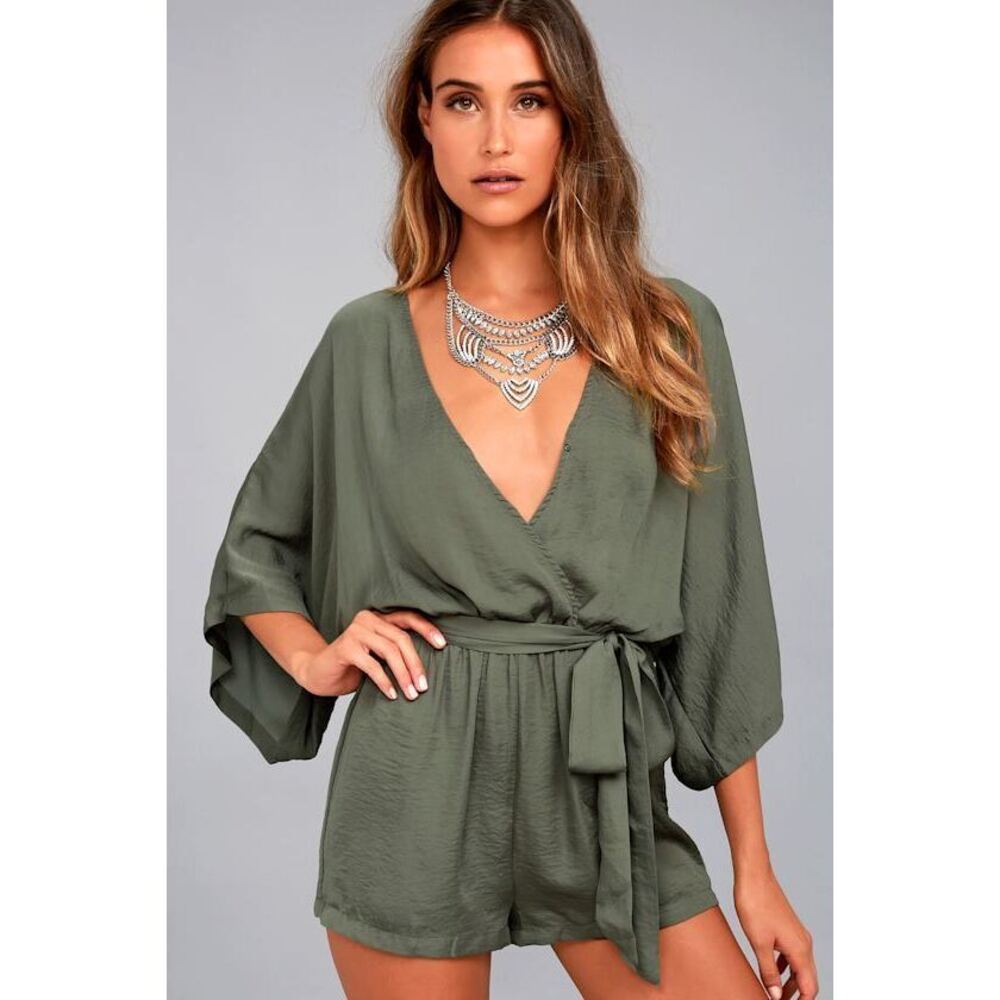 Lulus Ain’t It Grand Olive Green Romper - Size Small